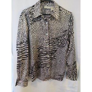 Christie & Jill SZ Medium Silk Blouse Button Front